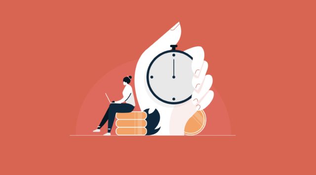Femme assise dont le travail est minuté