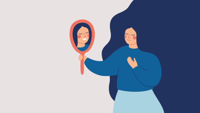 La négociation la plus importante de votre vie, illustration d'une femme se regardant dans le miroir